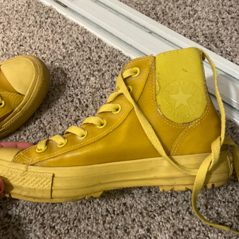 Converse mustard yellow high tops